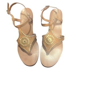 Jack Rogers tan and gold heels size 10